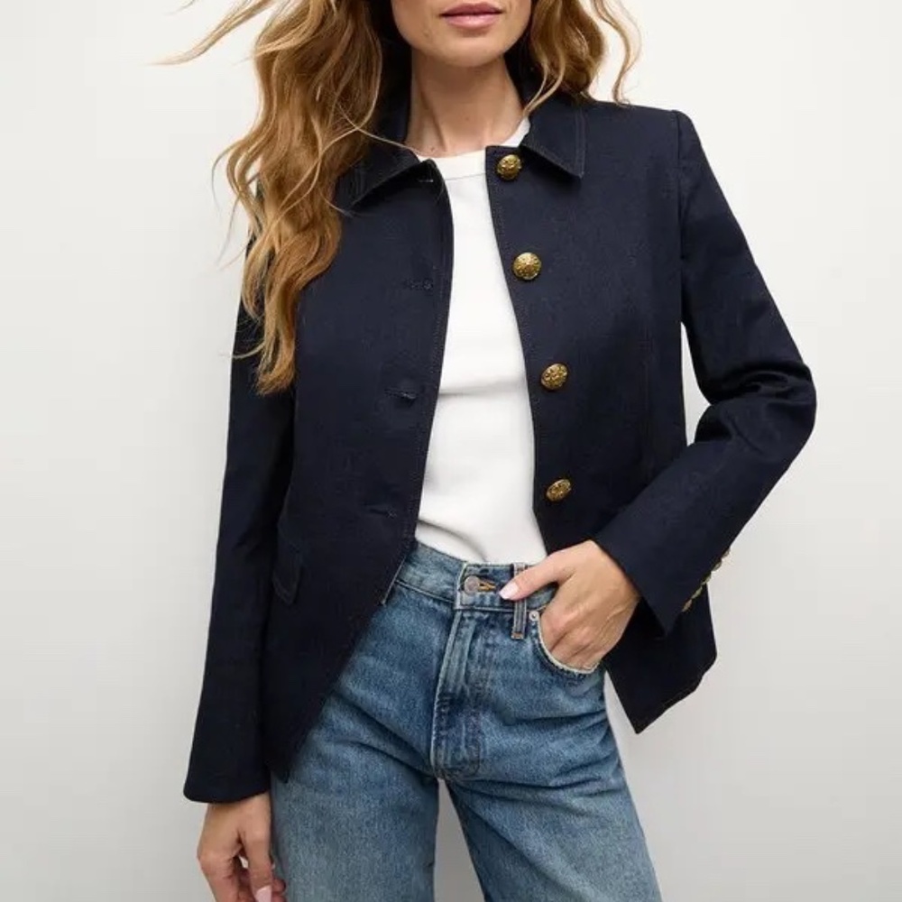 Veronica Beard Denim 'Aire' Dickey Jacket Midnight w/gold buttons NWT Sz 4 $698